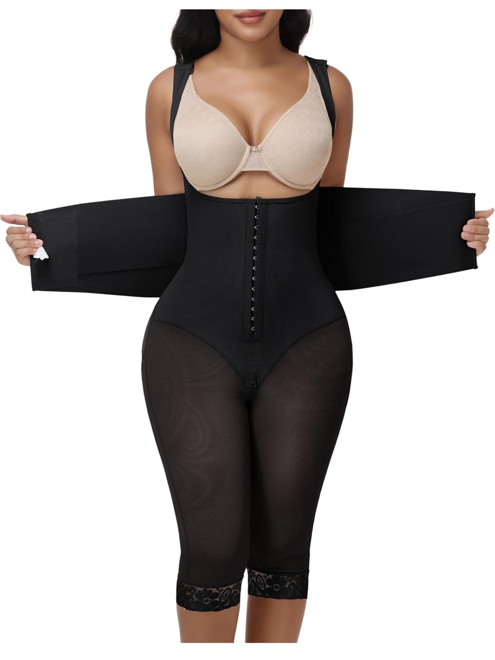 SHAPSHE Knee Length 3-in-1 Faja Body Shaper with Detachable Waist Trainer